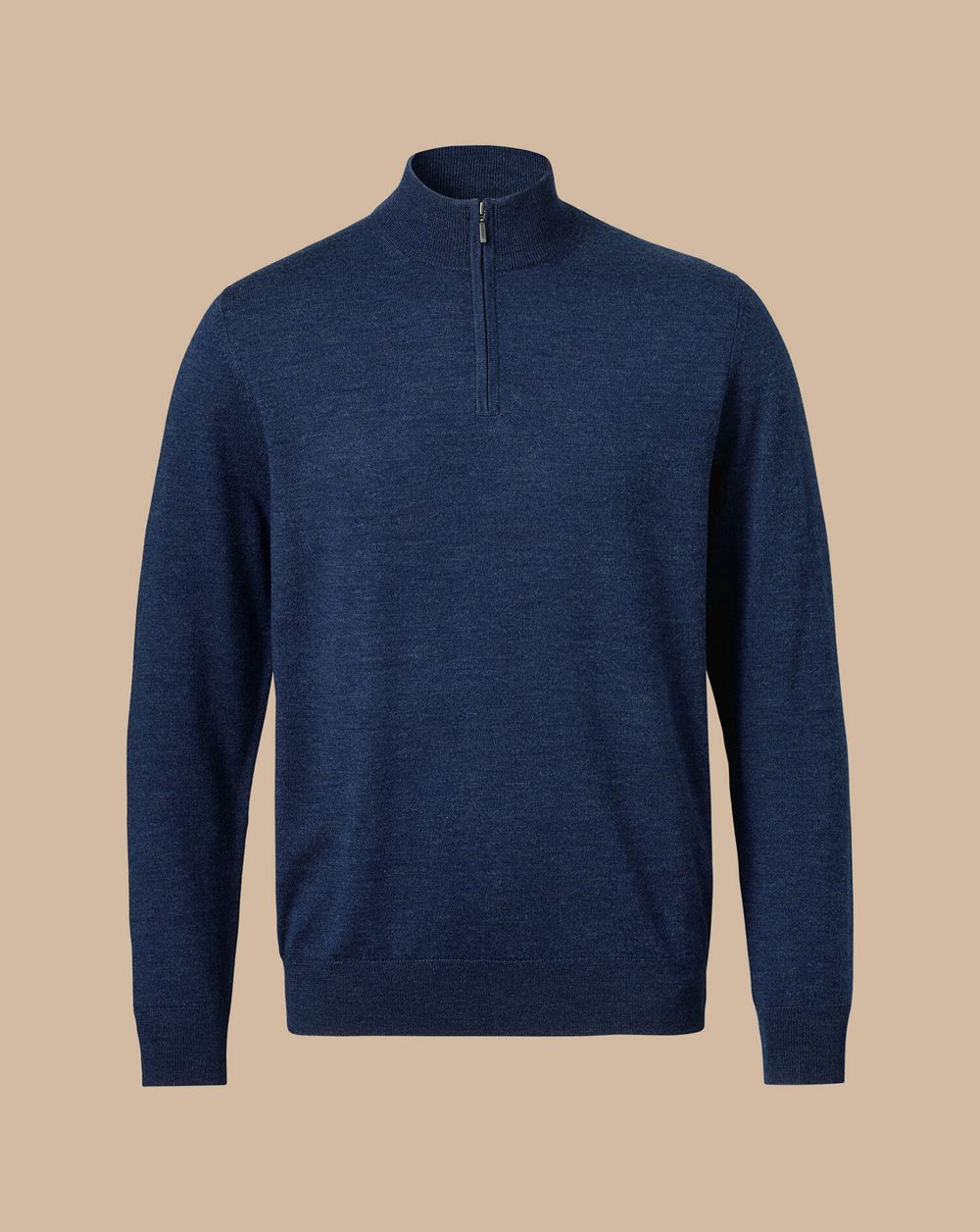 Ink Blue Charles Tyrwhitt Pure Merino Quarter Zip Sweater | ALXUCI-129