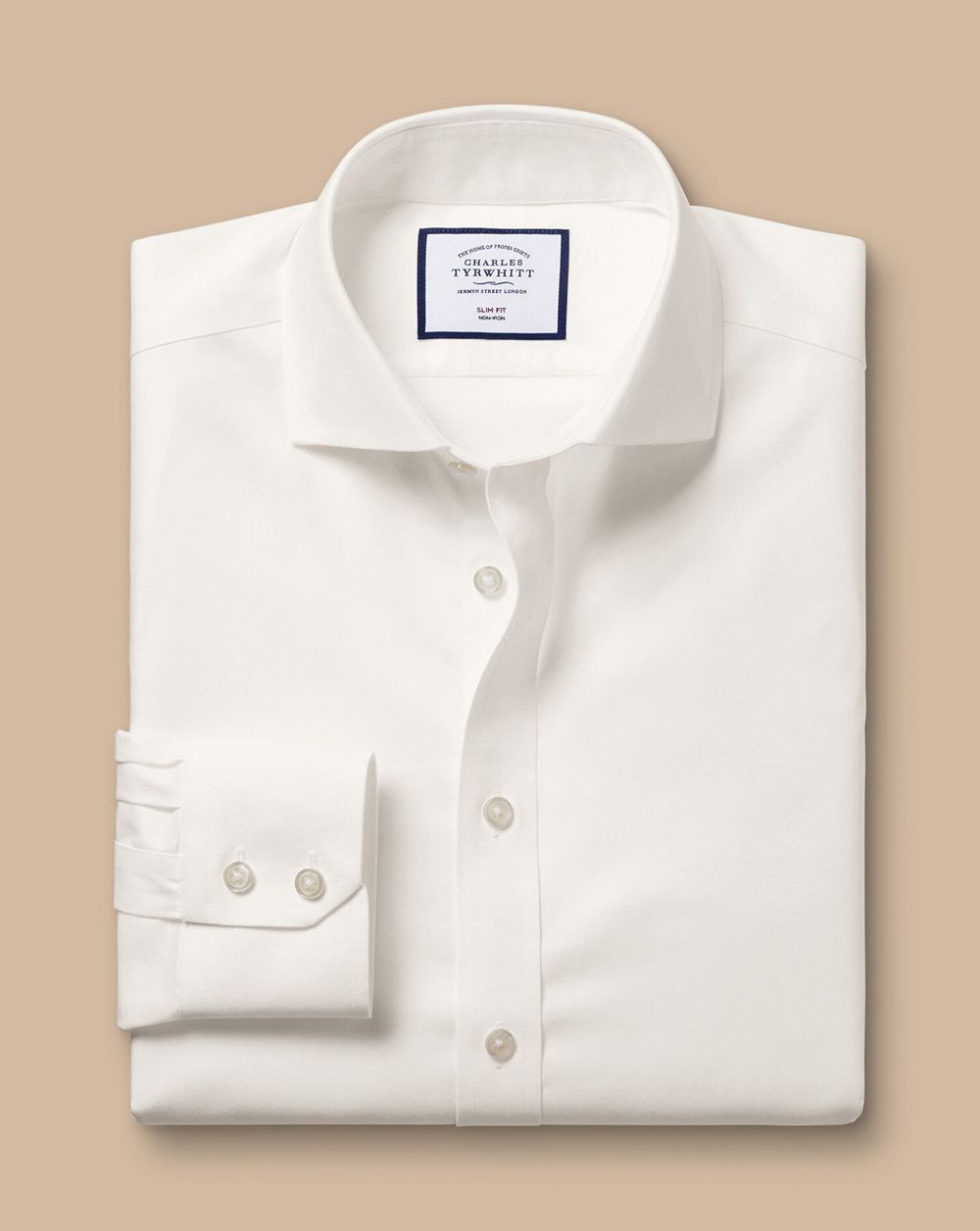 Ivory Charles Tyrwhitt Spread Collar Non-Iron Twill Shirt | IBRLXO-429