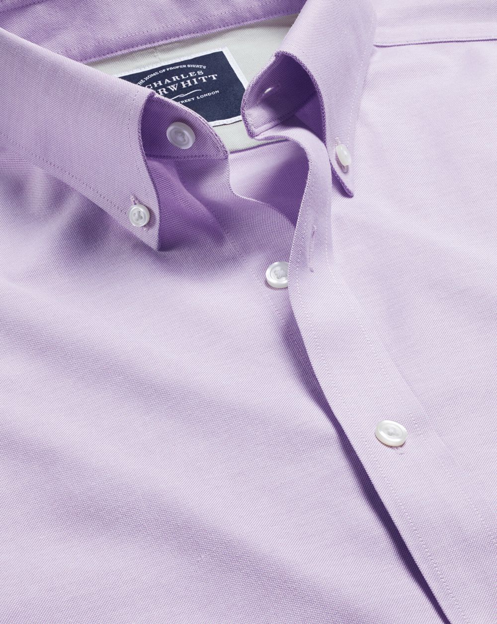 Lavender Purple Charles Tyrwhitt Button-Down Collar Non-Iron Stretch Oxford Shirt | ZTBYAO-986