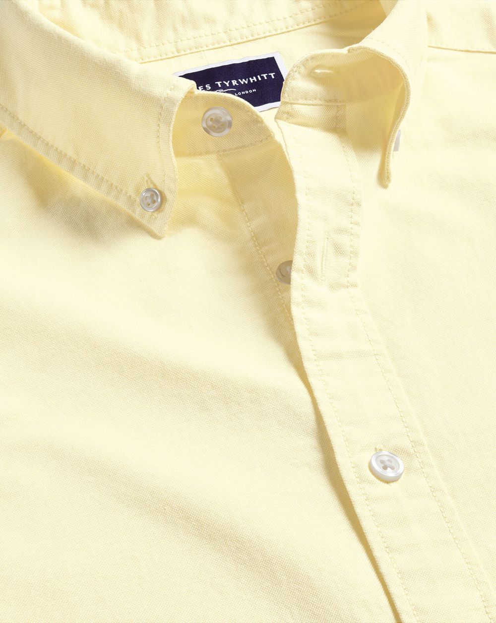 Lemon Charles Tyrwhitt Button-Down Collar Stretch Washed Oxford Shirt | TWULAP-367