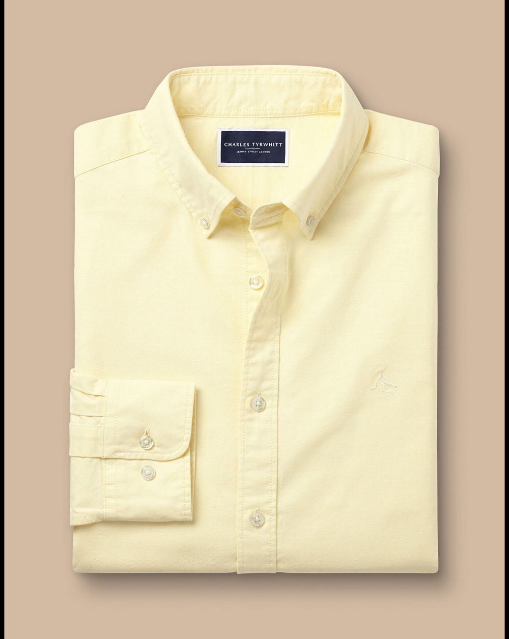 Lemon Charles Tyrwhitt Button-Down Collar Stretch Washed Oxford Shirt | TWULAP-367