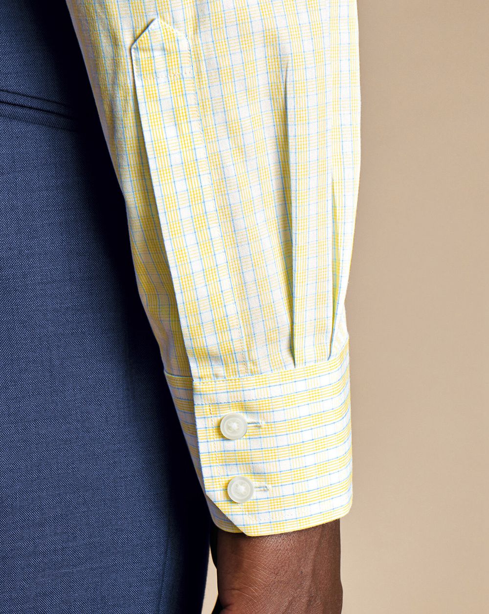 Lemon Charles Tyrwhitt Spread Collar Non-Iron Poplin Check Shirt | CBLMDN-302