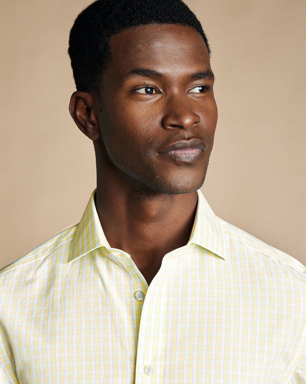 Lemon Charles Tyrwhitt Spread Collar Non-Iron Poplin Check Shirt | CBLMDN-302