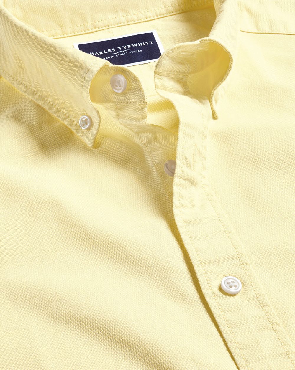 Lemon Charles Tyrwhitt Stretch Washed Oxford Short Sleeve Shirt | OQMNPH-290