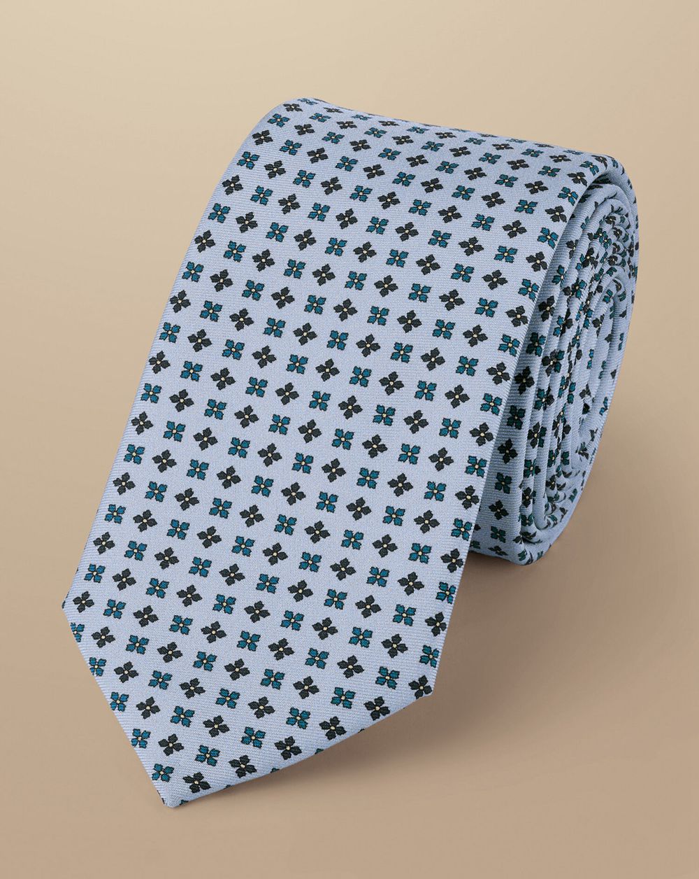 Light Blue Charles Tyrwhitt Mini Geo Print Silk Slim Tie | SUVTWE-402