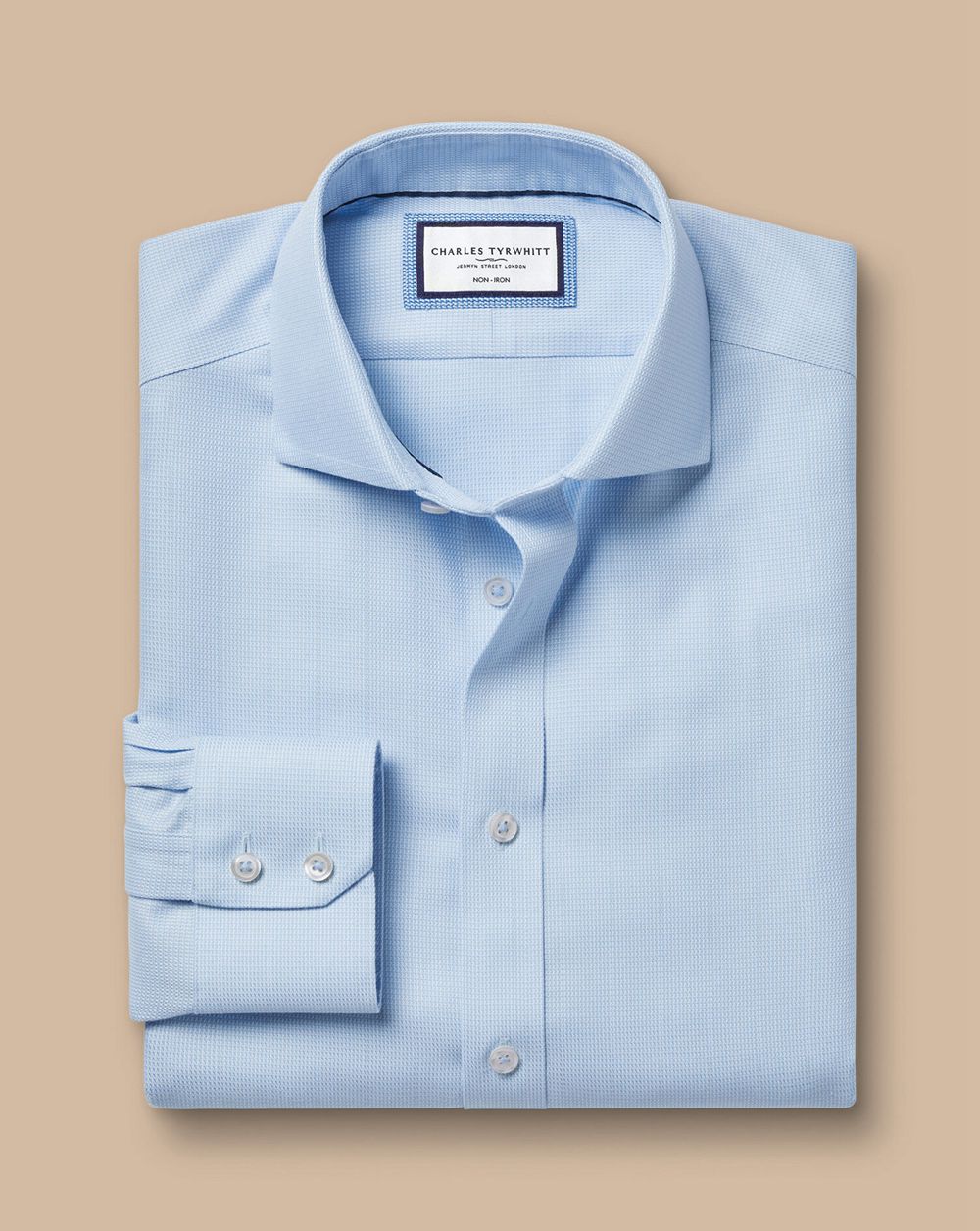 Light Blue Charles Tyrwhitt Spread Collar Non-Iron Mayfair Weave Shirt | AZWYOL-246