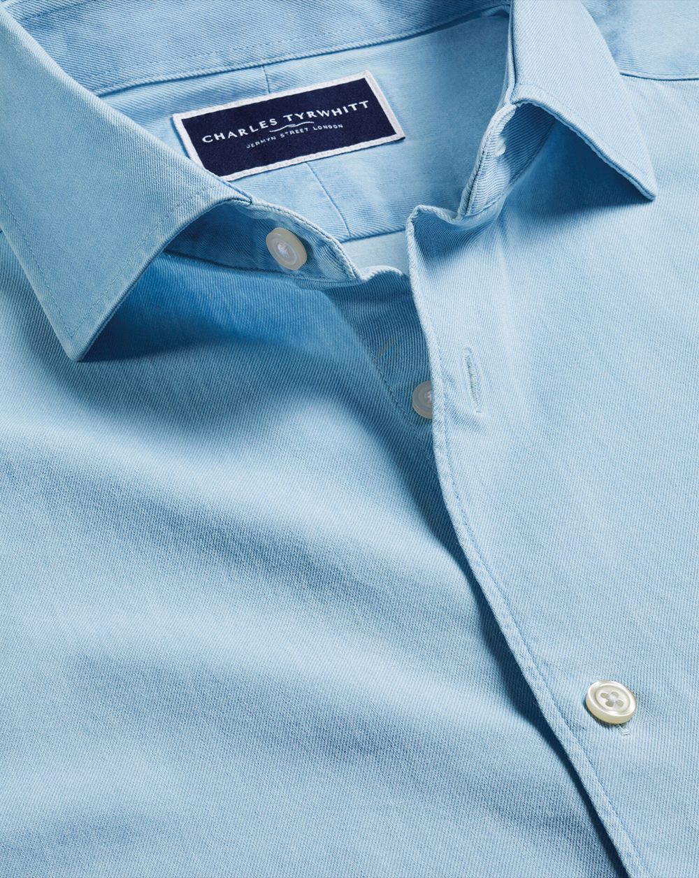 Light Blue Charles Tyrwhitt Spread Collar Denim Shirt | ATWBQI-803