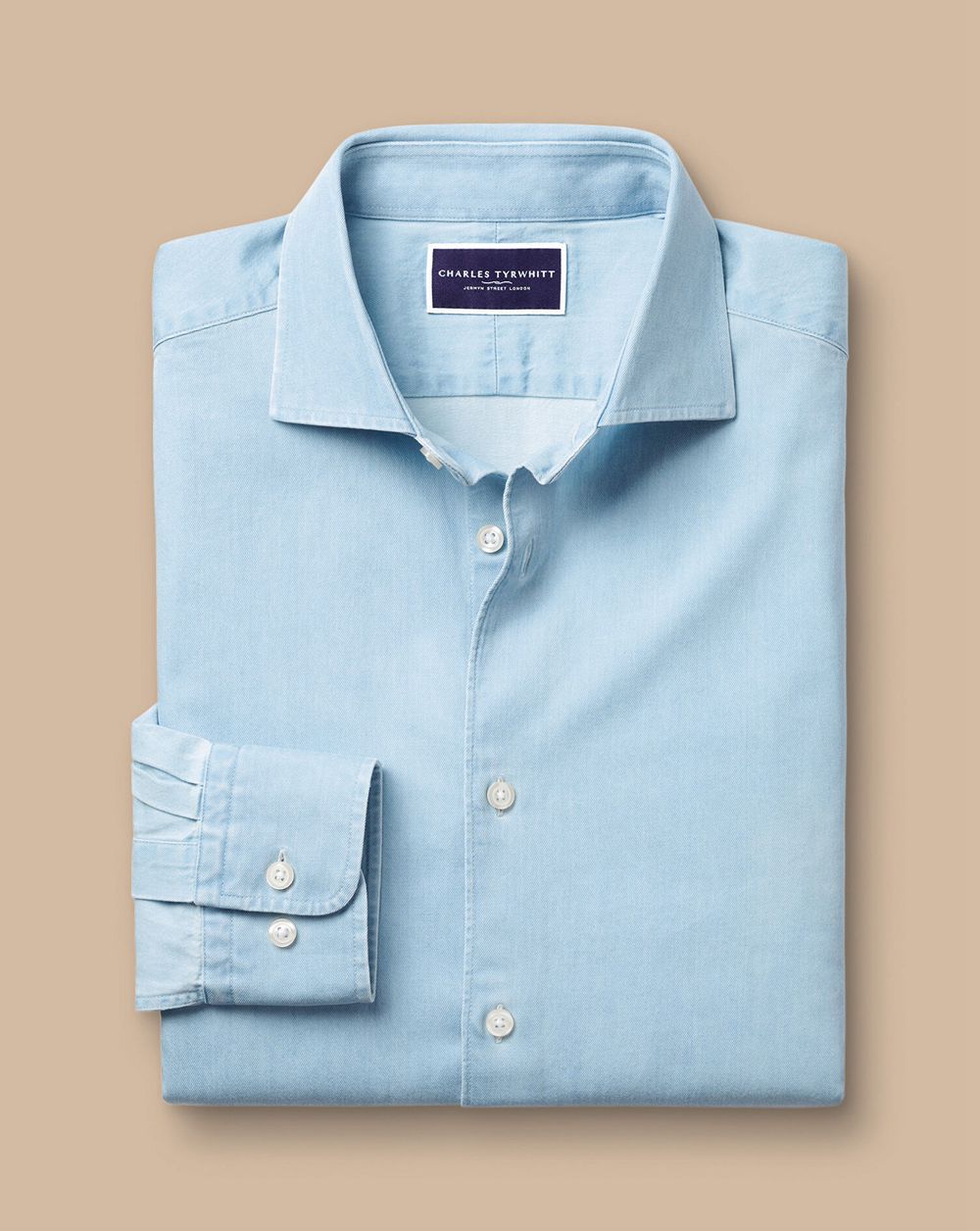 Light Blue Charles Tyrwhitt Spread Collar Denim Shirt | ATWBQI-803