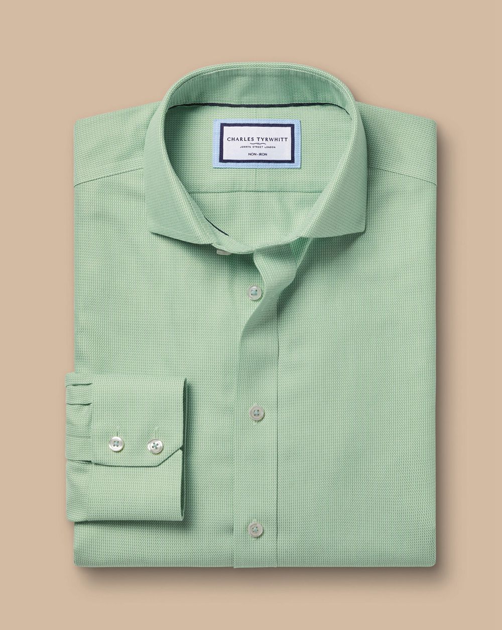 Light Green Charles Tyrwhitt Spread Collar Non-Iron Mayfair Weave Shirt | XDQSFH-679