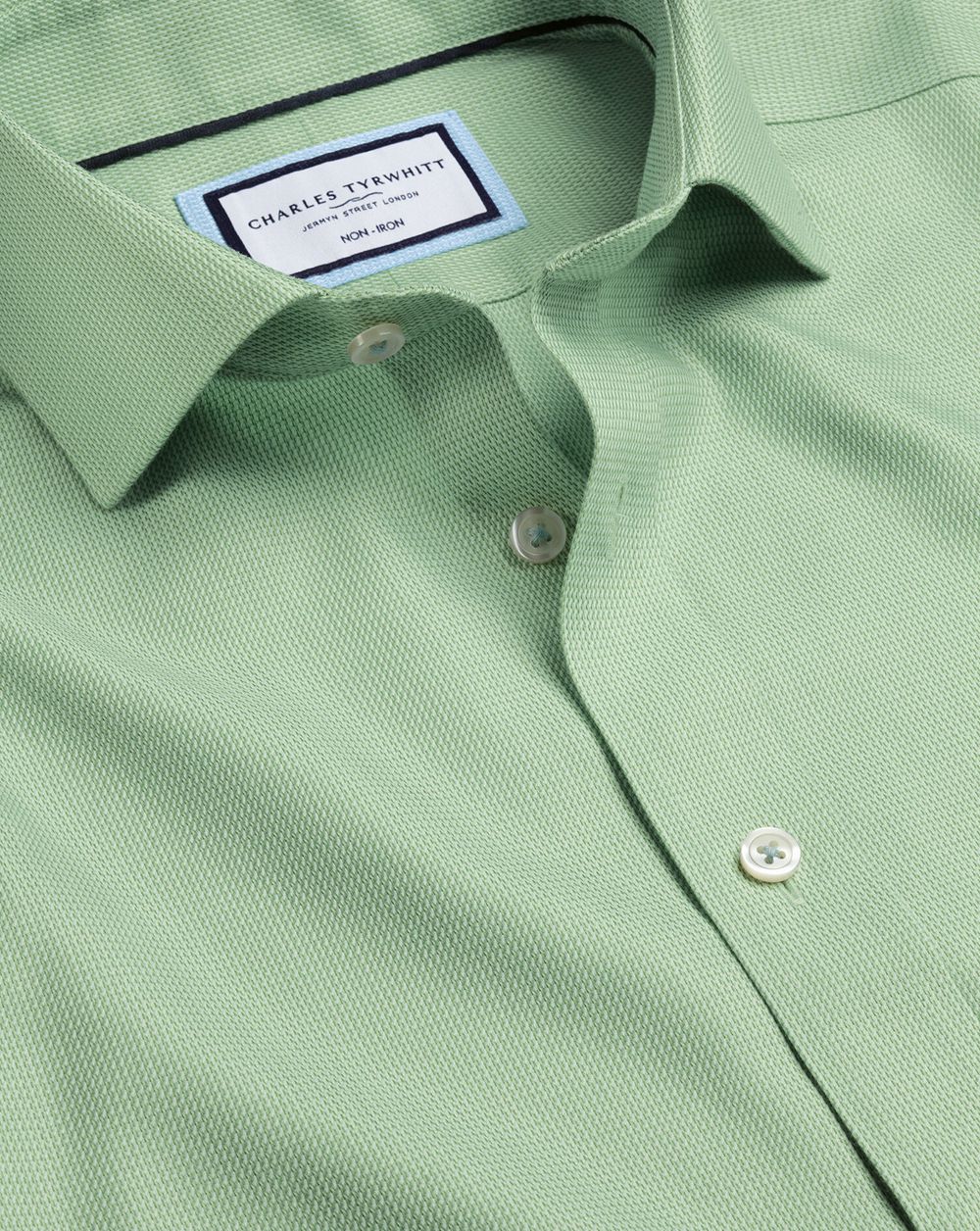 Light Green Charles Tyrwhitt Spread Collar Non-Iron Mayfair Weave Shirt | XDQSFH-679