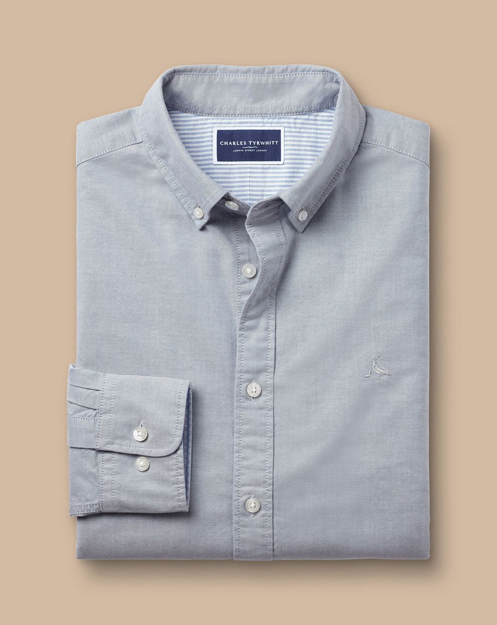 Light Grey Charles Tyrwhitt Button-Down Collar Stretch Washed Oxford Shirt | LYBZHP-354