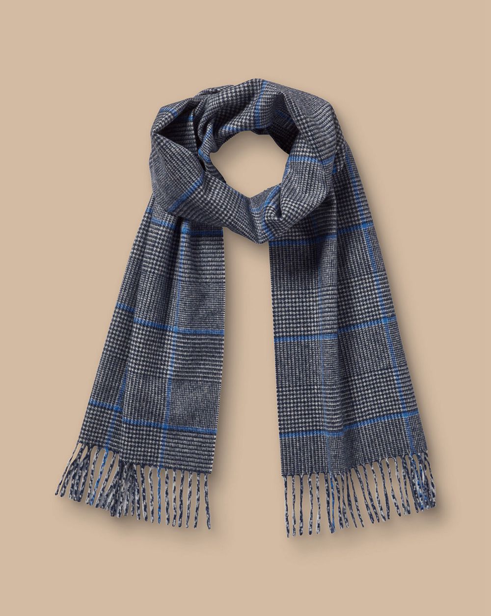 Light Grey Charles Tyrwhitt Cashmere Check Scarf | QYRIMH-308