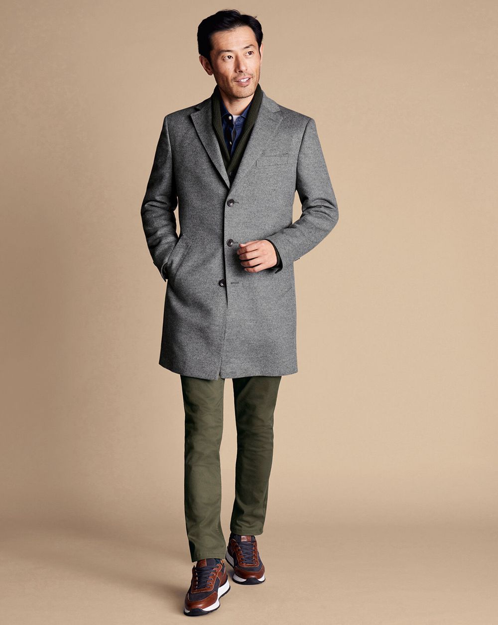 Light Grey Charles Tyrwhitt Wool Overcoat | CLTOKX-017