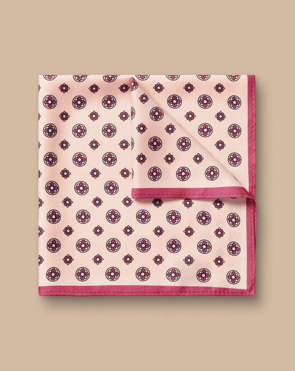 Light Pink Charles Tyrwhitt Medallion Silk Pocket Square | BDEQVW-852