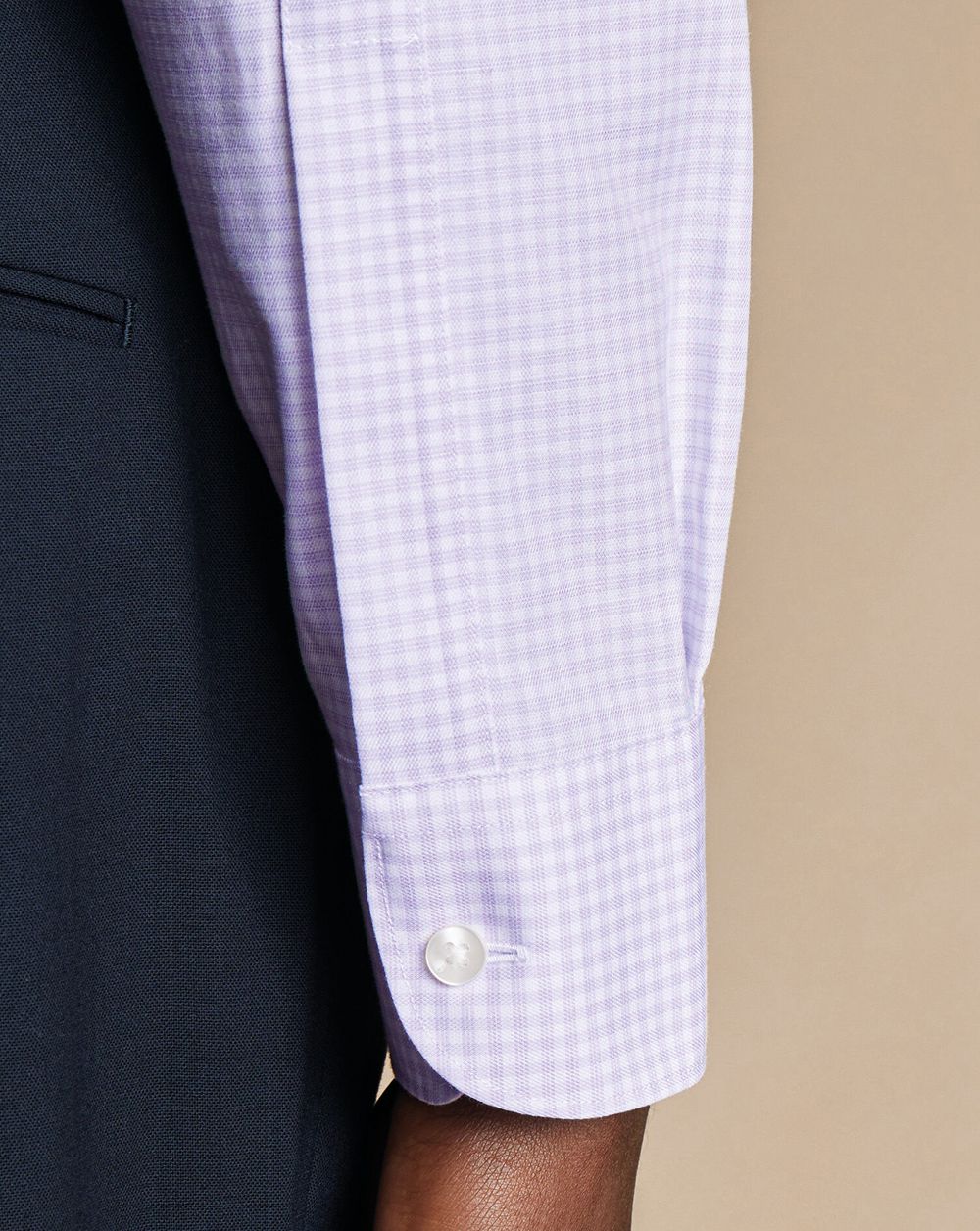 Lilac Purple Charles Tyrwhitt Semi-Spread Non-Iron Cotton Linen Shirt | DCYJAS-296