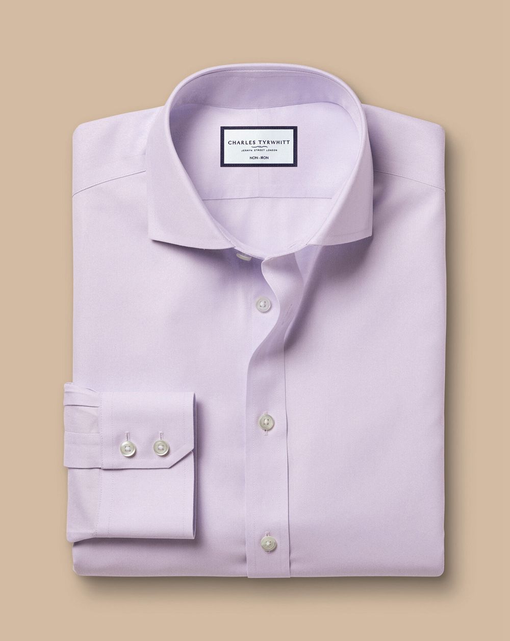 Lilac Purple Charles Tyrwhitt Spread Collar Non-Iron Twill Shirt | MDSXAK-891