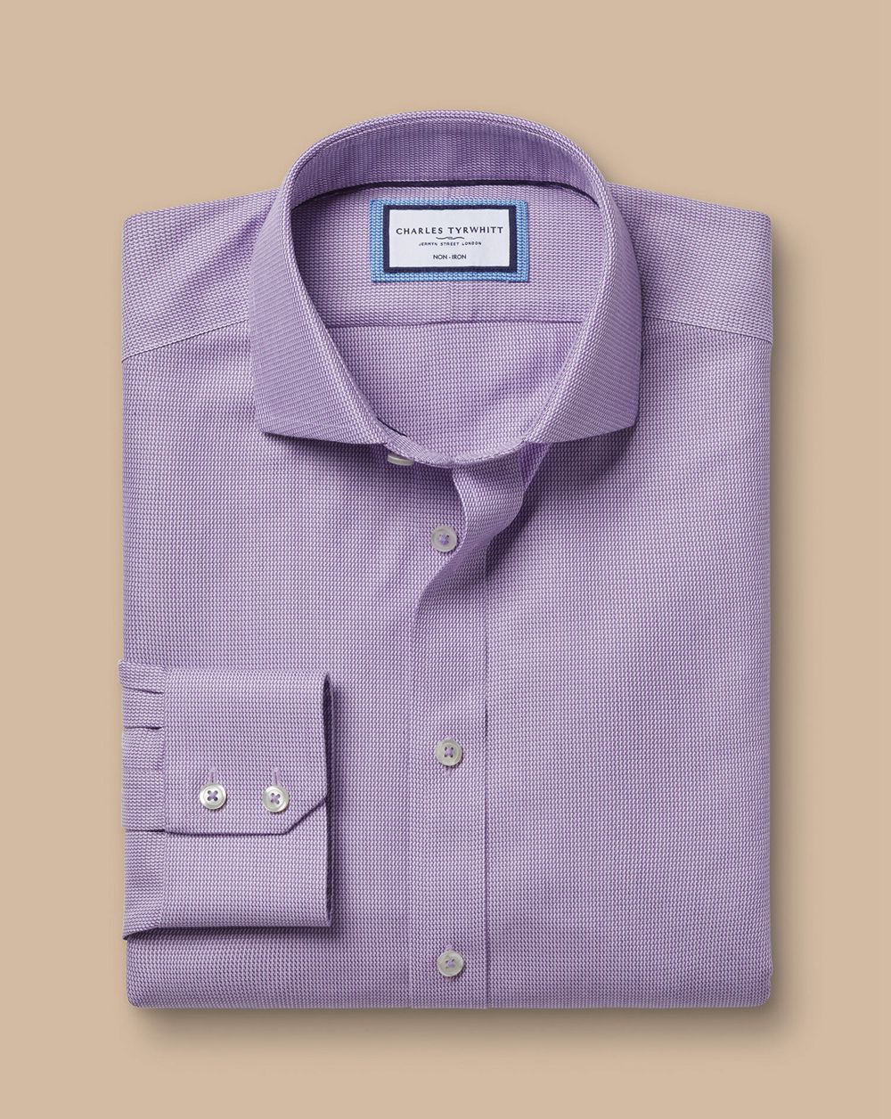 Lilac Purple Charles Tyrwhitt Spread Collar Non-Iron Mayfair Weave Shirt | WXHYRT-293