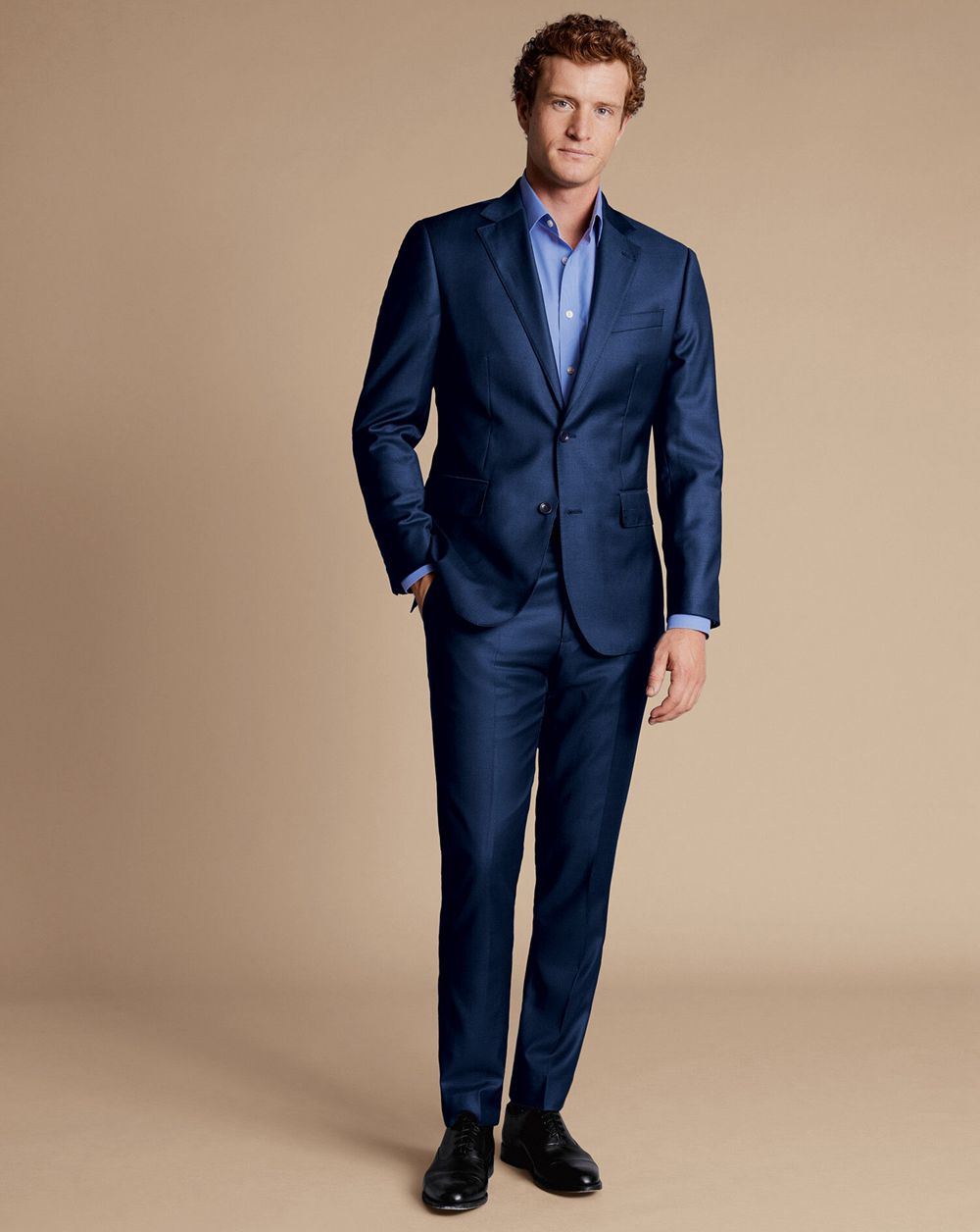 Mid Blue Charles Tyrwhitt Natural Stretch Twill Suit Jacket | XGLVWH-043