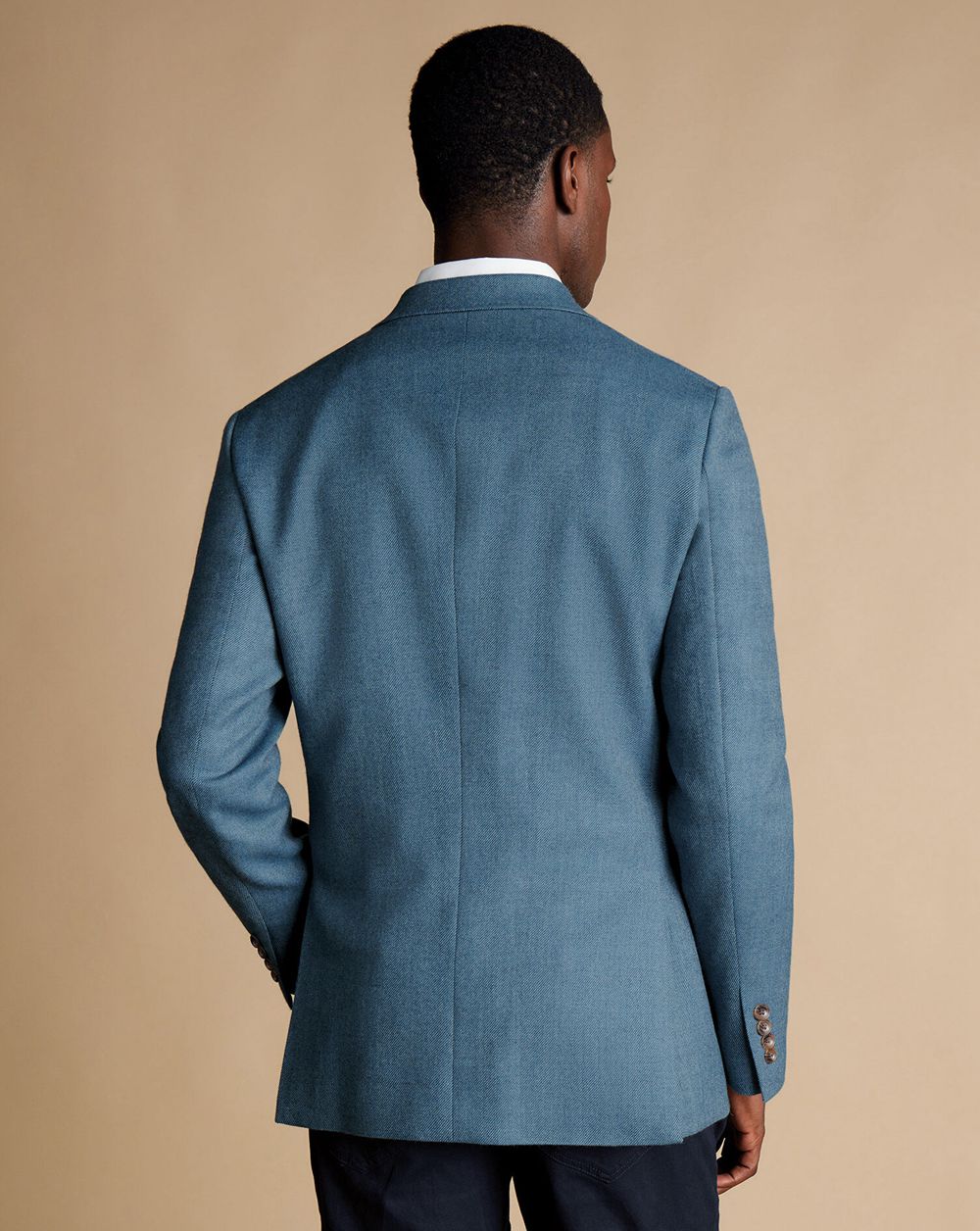 Mid Blue Charles Tyrwhitt Twill Wool Texture Jacket | YULBJE-634