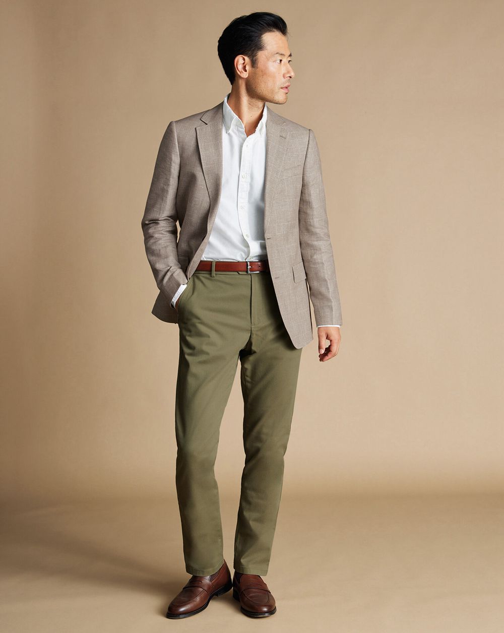 Mocha Charles Tyrwhitt Linen Cotton Check Jacket | NGAWDZ-186