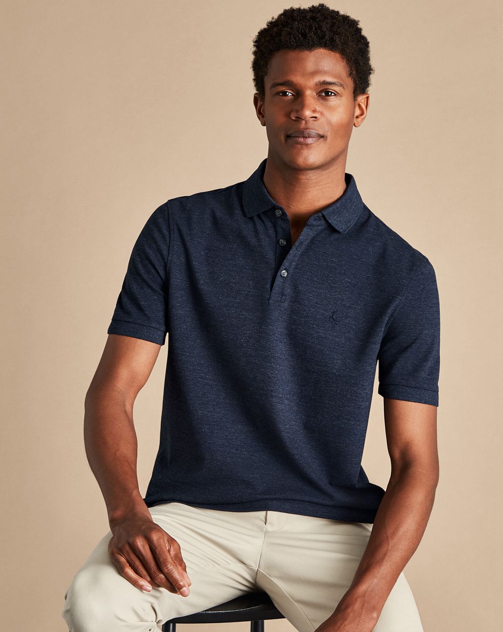 Navy Blue Melange Charles Tyrwhitt Tyrwhitt Pique Polo | DHUFEW-320