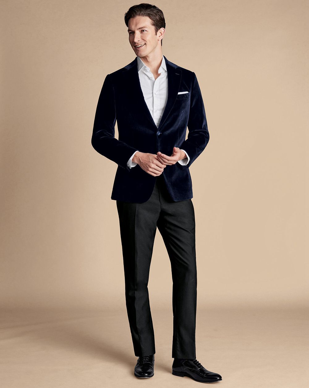 Navy Charles Tyrwhitt Italian Velvet Jacket | NBCGWS-906