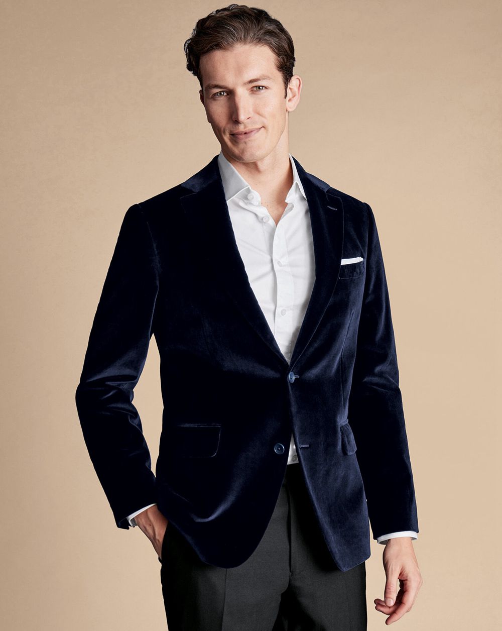 Navy Charles Tyrwhitt Italian Velvet Jacket | NBCGWS-906