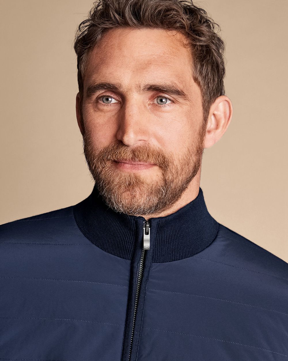 Navy Charles Tyrwhitt Merino Padded Funnel Neck Jacket | UGXHKL-657