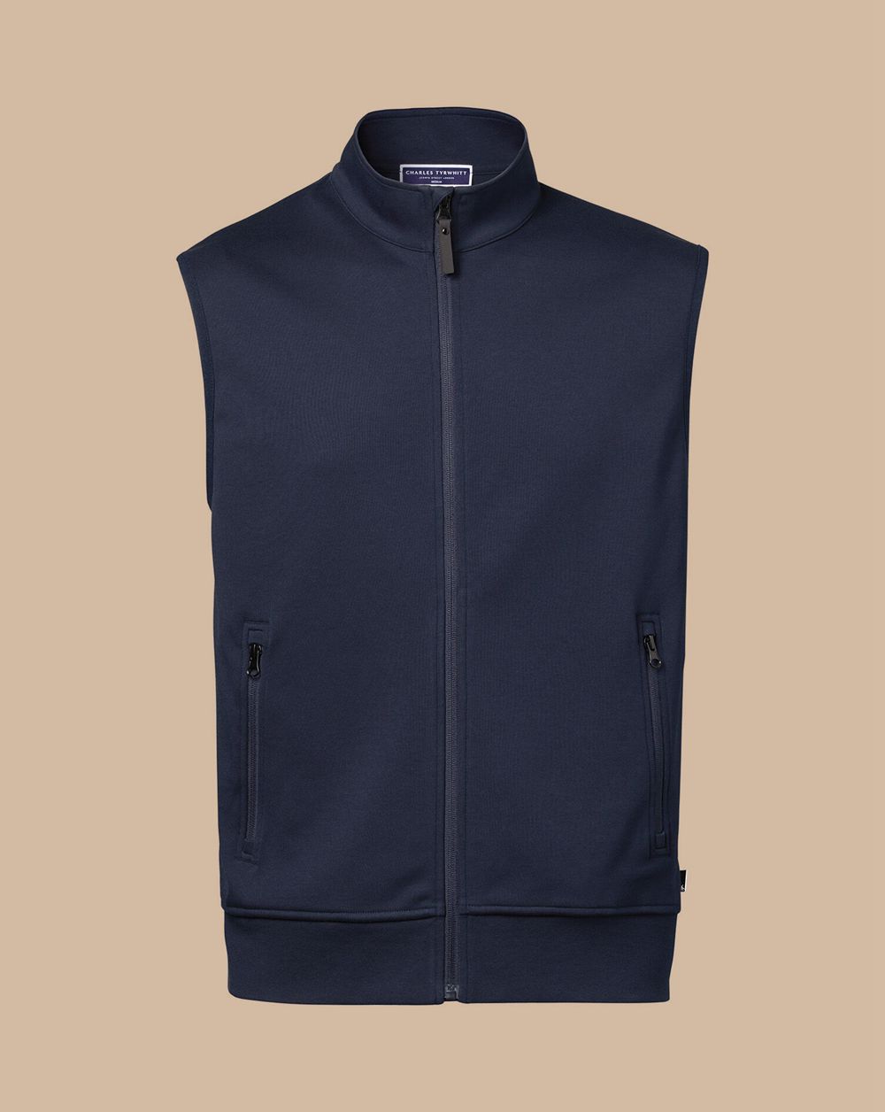 Navy Charles Tyrwhitt Performance Funnel Neck Gilet | WGIMBN-835