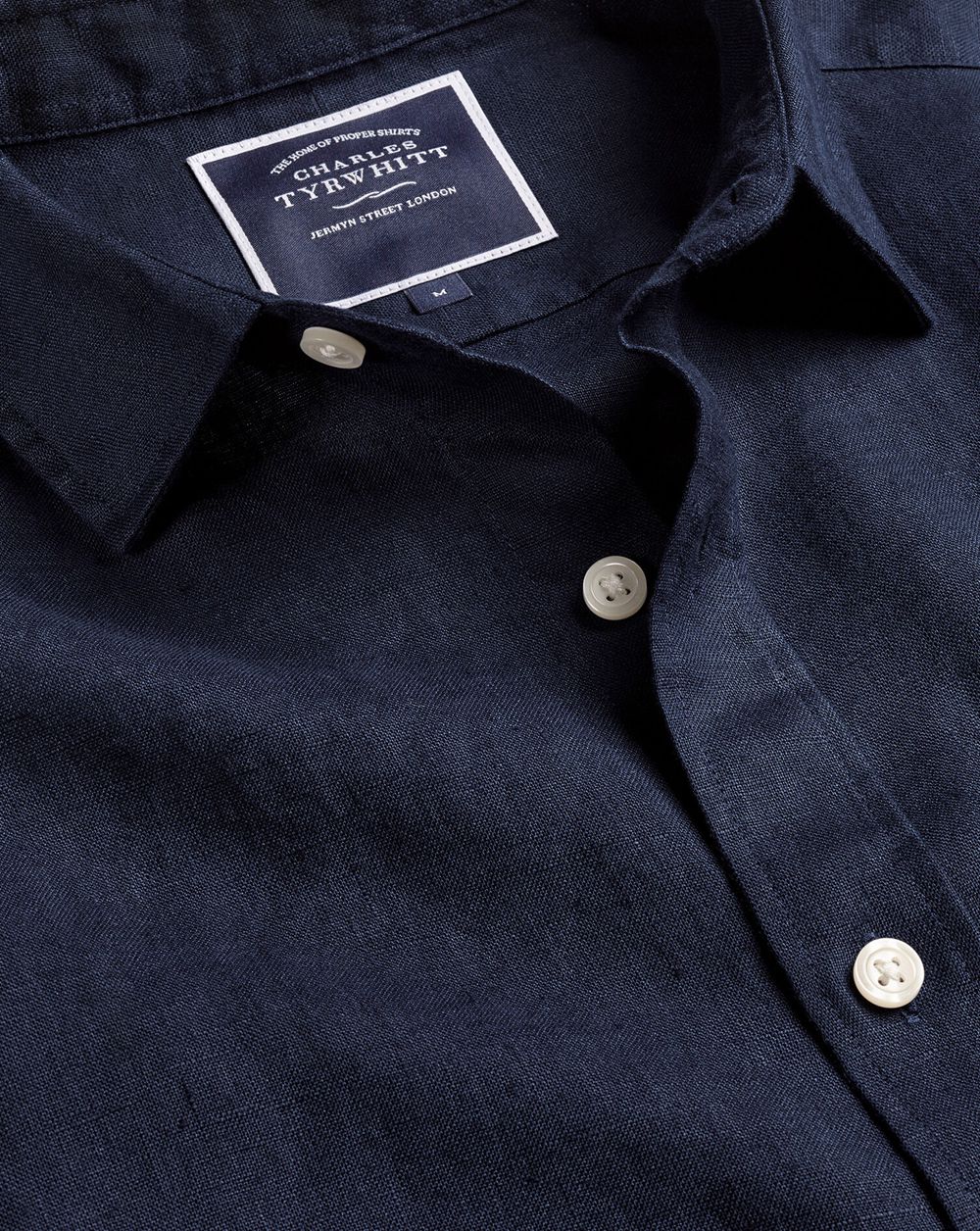 Navy Charles Tyrwhitt Pure Linen Shirt | NWPFKL-548