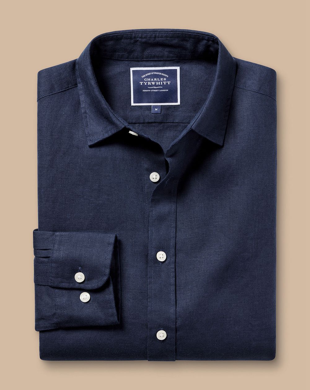 Navy Charles Tyrwhitt Pure Linen Shirt | NWPFKL-548