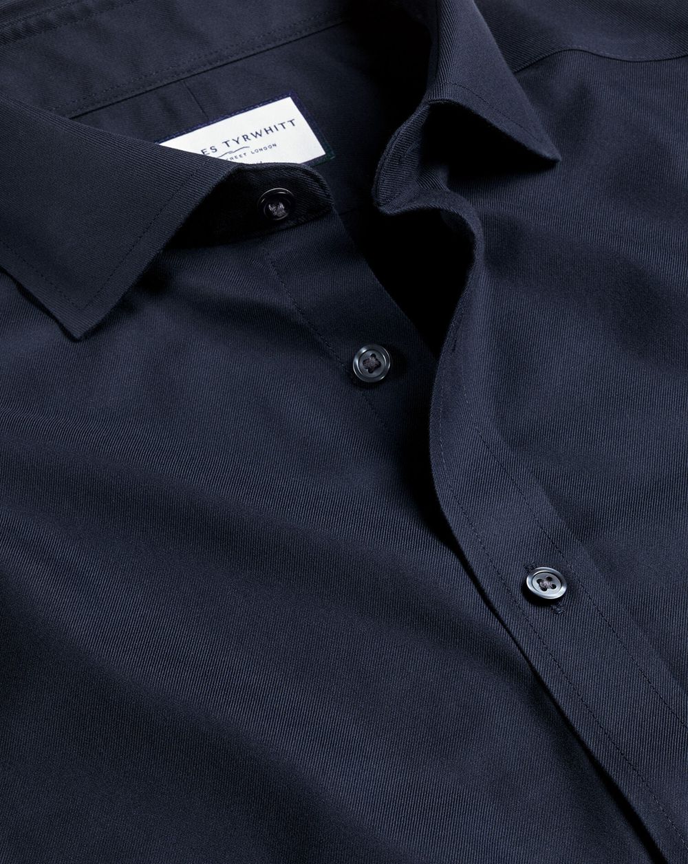 Navy Charles Tyrwhitt Spread Collar Non-Iron Twill Shirt | ANTXKE-139