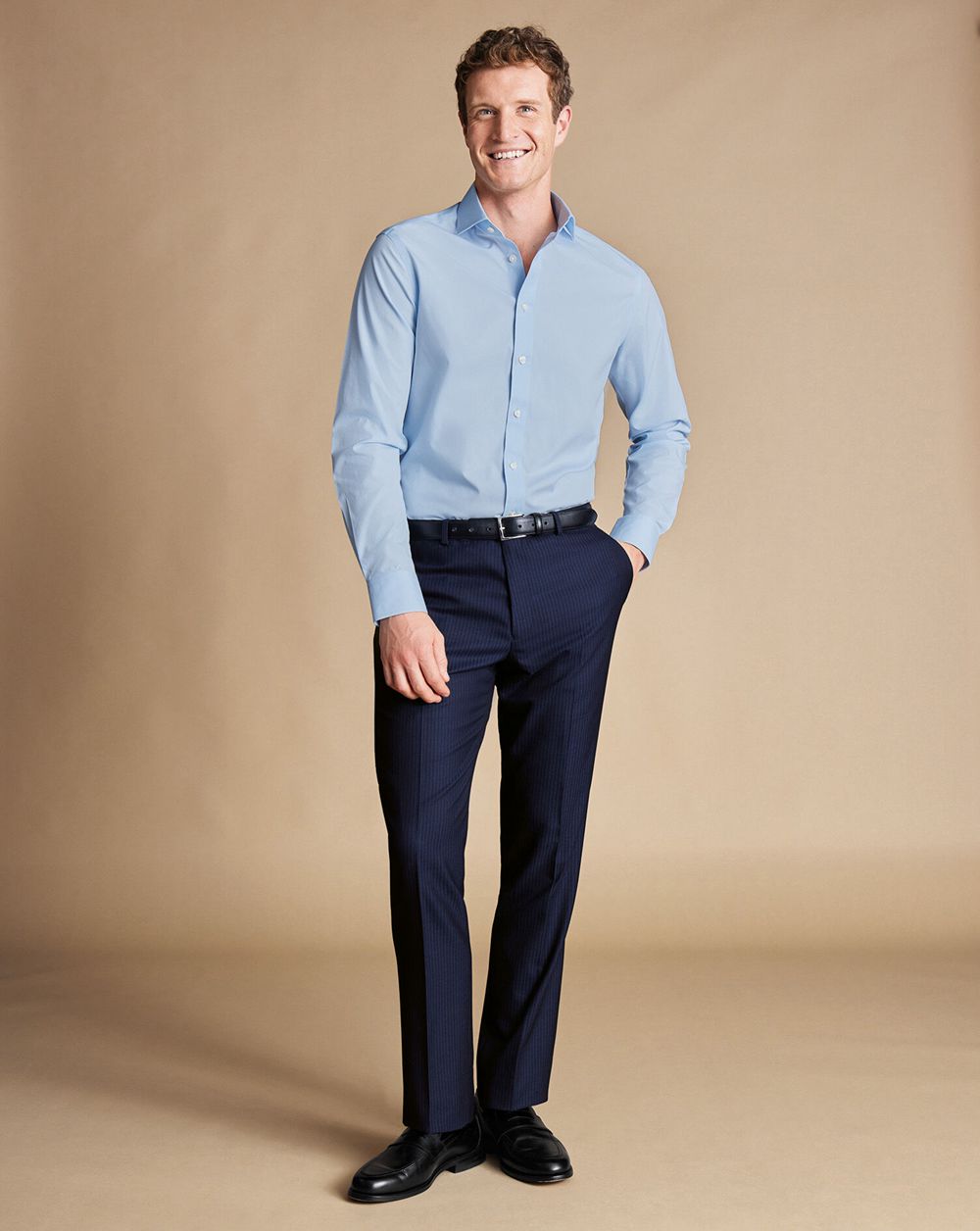 Navy Charles Tyrwhitt Stripe Suit Pants | DUCHNF-291