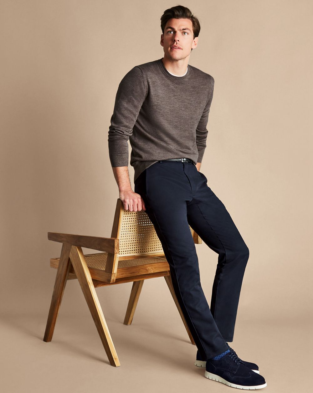 Navy Charles Tyrwhitt Ultimate Non-Iron Chinos | TBRYSN-306