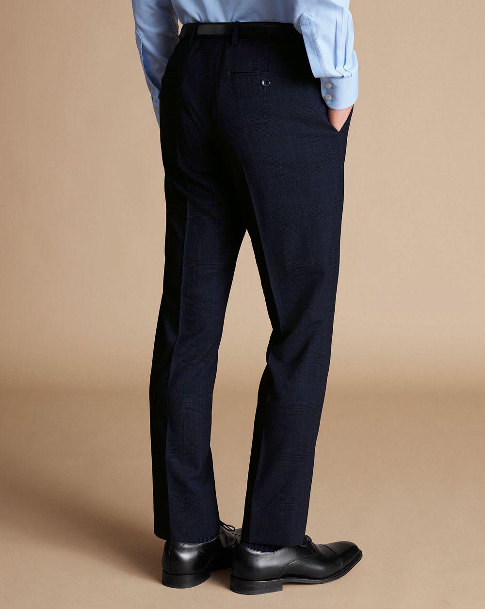 Navy Charles Tyrwhitt Ultimate Performance Prince Of Wales Suit Pants | ZGMYNR-258