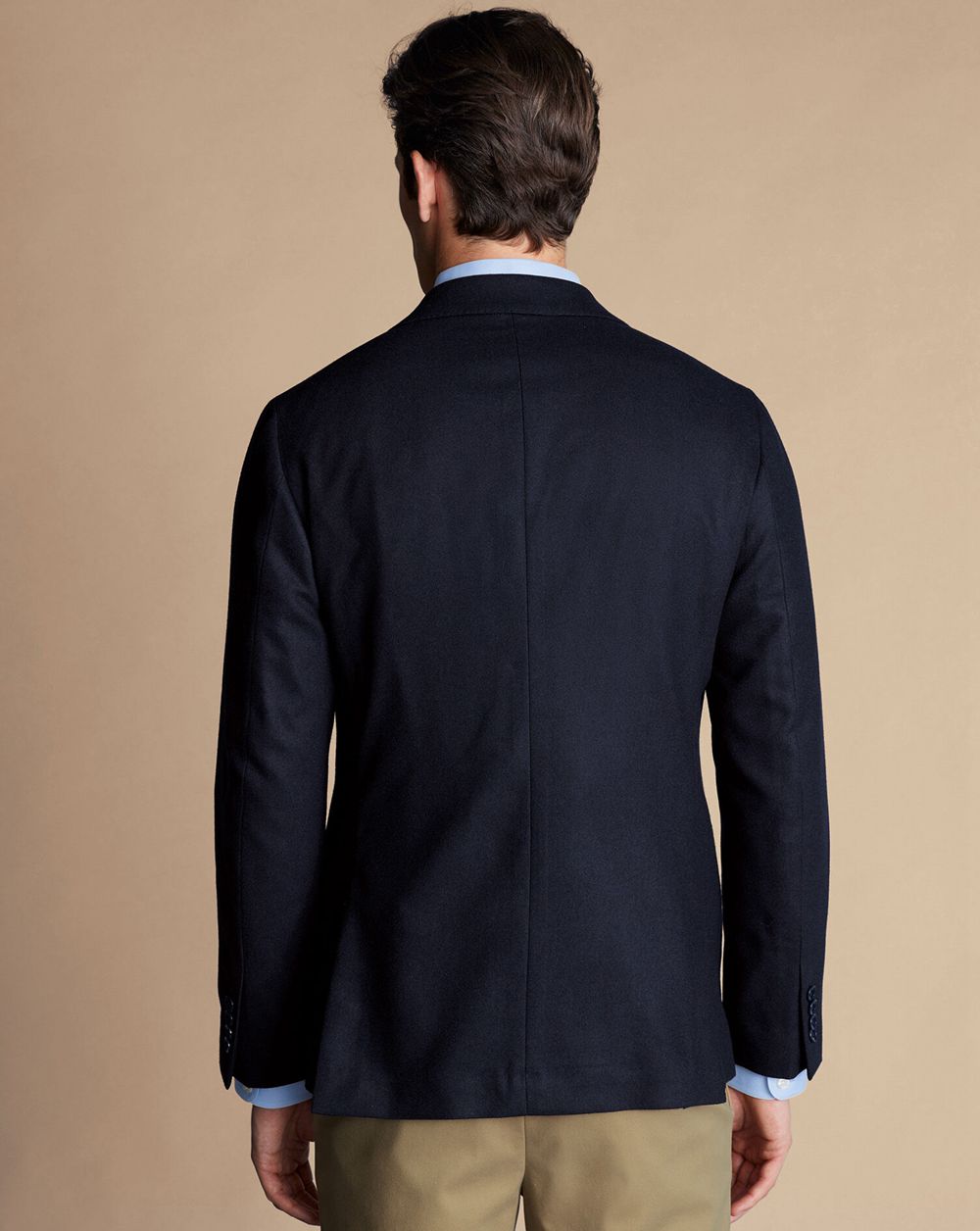 Navy Charles Tyrwhitt Unstructured Wool Twill Jacket | CVJIWD-730