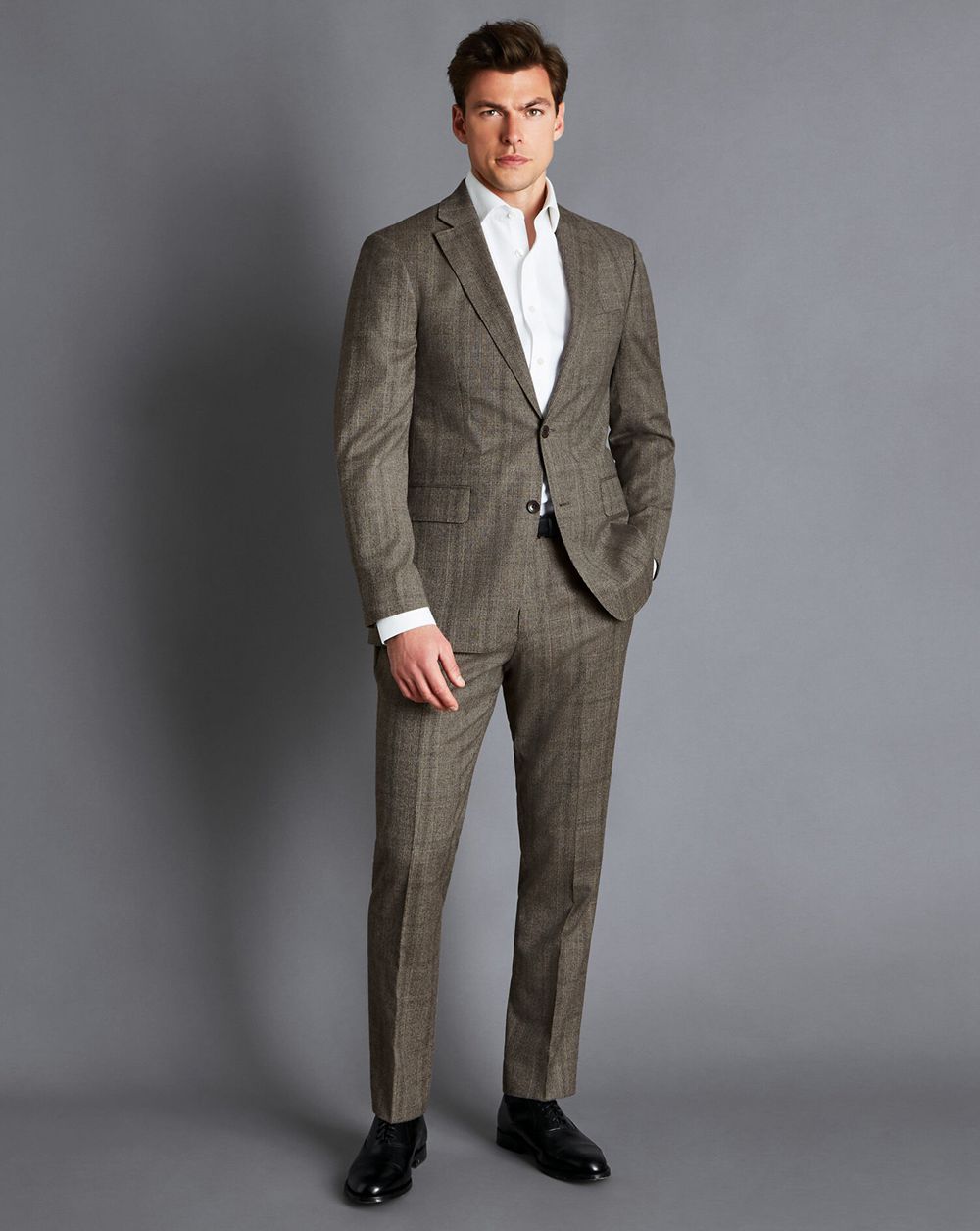 Oatmeal Charles Tyrwhitt Prince Of Wales Check Suit Pants | CKIGRQ-617