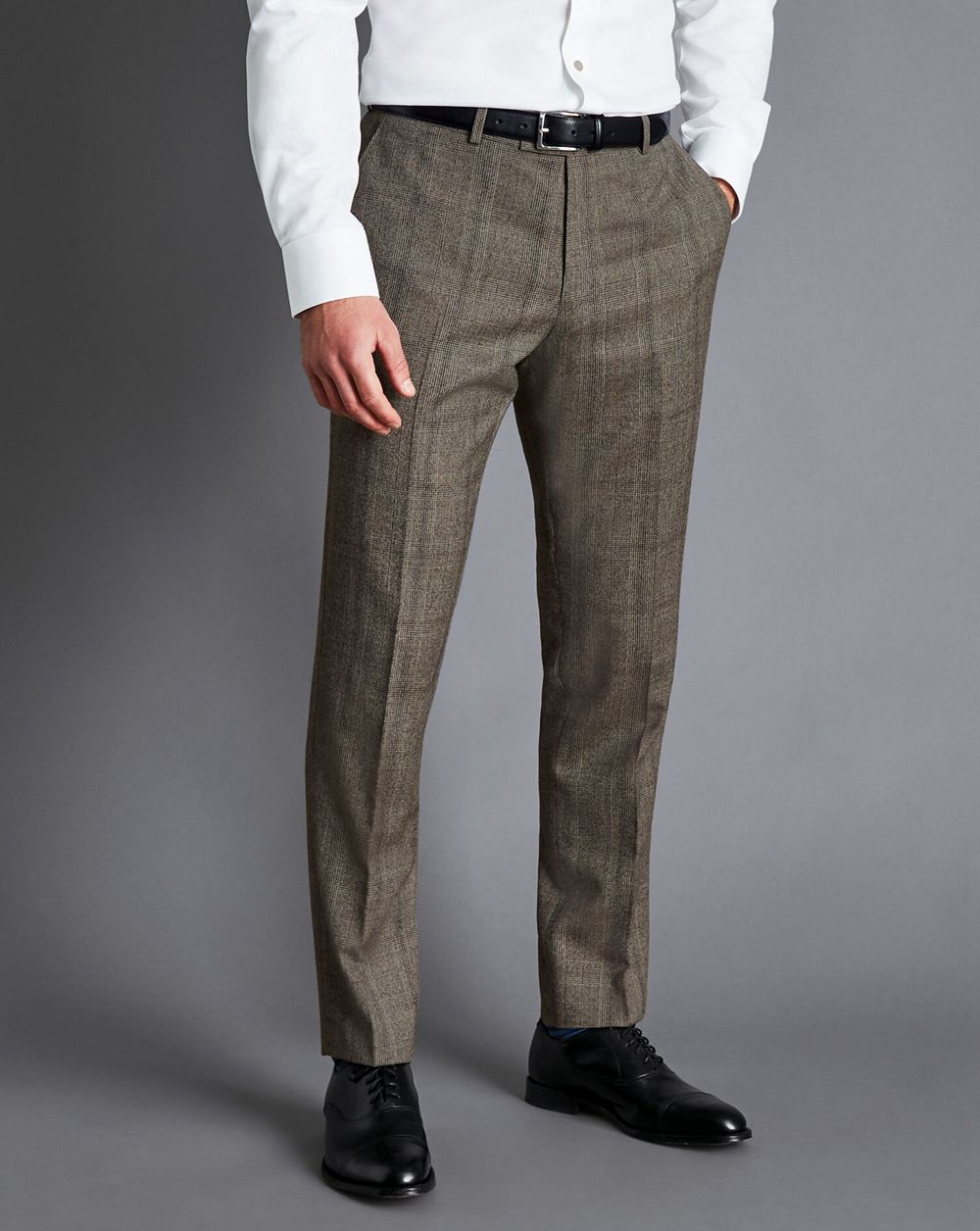 Oatmeal Charles Tyrwhitt Prince Of Wales Check Suit Pants | CKIGRQ-617