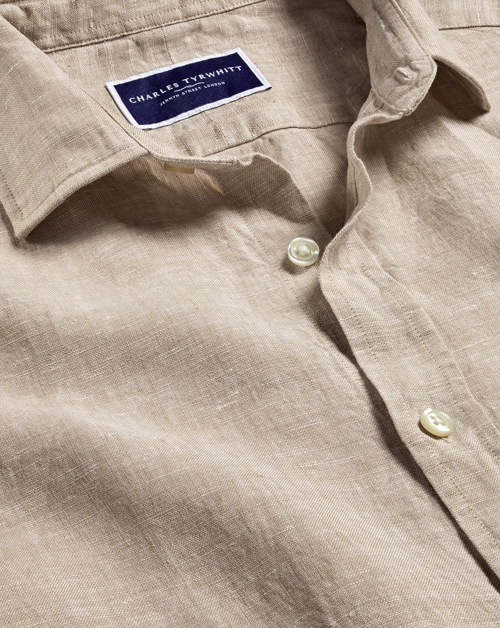 Oatmeal Charles Tyrwhitt Pure Linen Shirt | GLIJQB-823