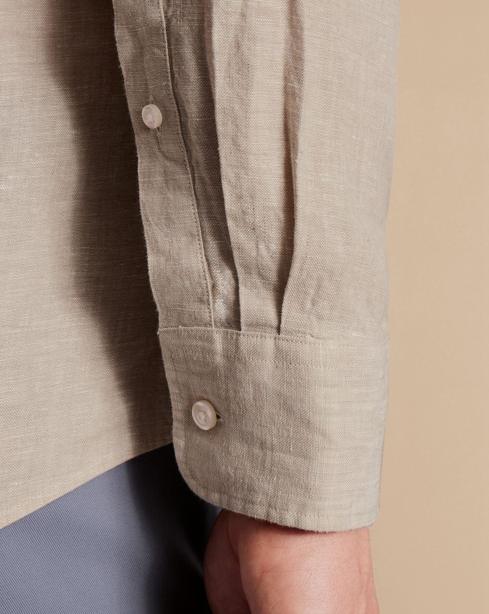 Oatmeal Charles Tyrwhitt Pure Linen Shirt | GLIJQB-823