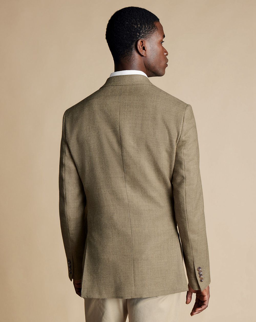 Oatmeal Charles Tyrwhitt Twill Wool Texture Jacket | FXDLUV-746