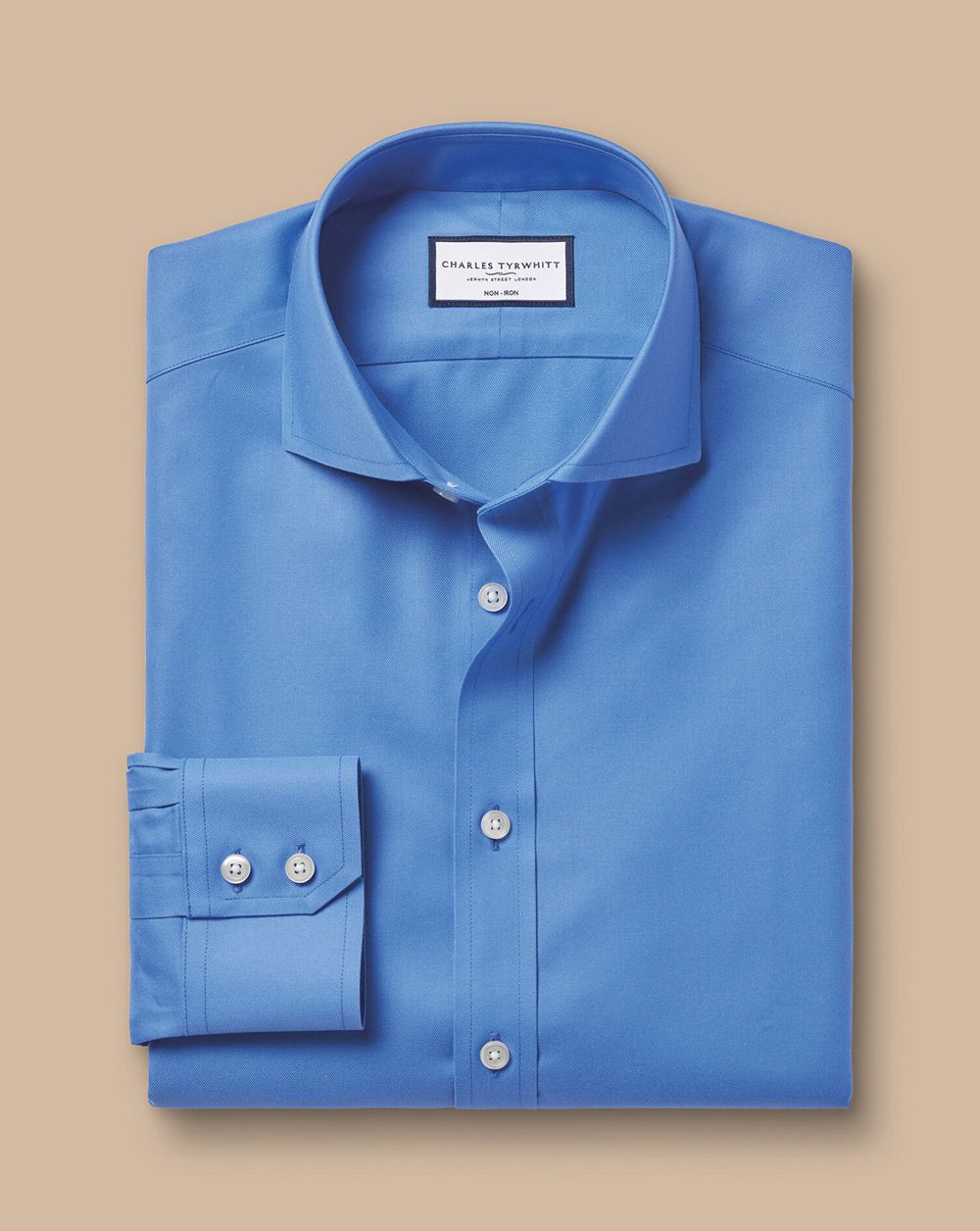 Ocean Blue Charles Tyrwhitt Spread Collar Non-Iron Twill Shirt | LSYOKJ-782