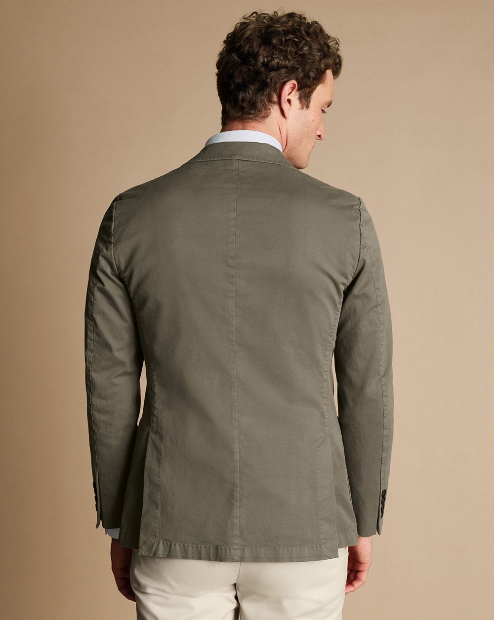 Olive Green Charles Tyrwhitt Cotton Stretch Garment Dyed Jacket | TQARLK-158