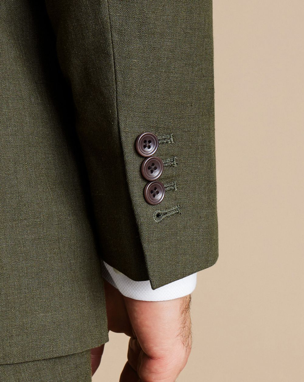 Olive Green Charles Tyrwhitt Linen Jacket | VFAKZB-712