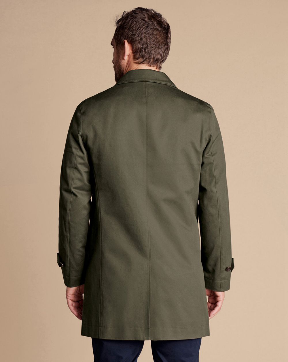 Olive Green Charles Tyrwhitt Showerproof Cotton Raincoat | YLTAGB-835