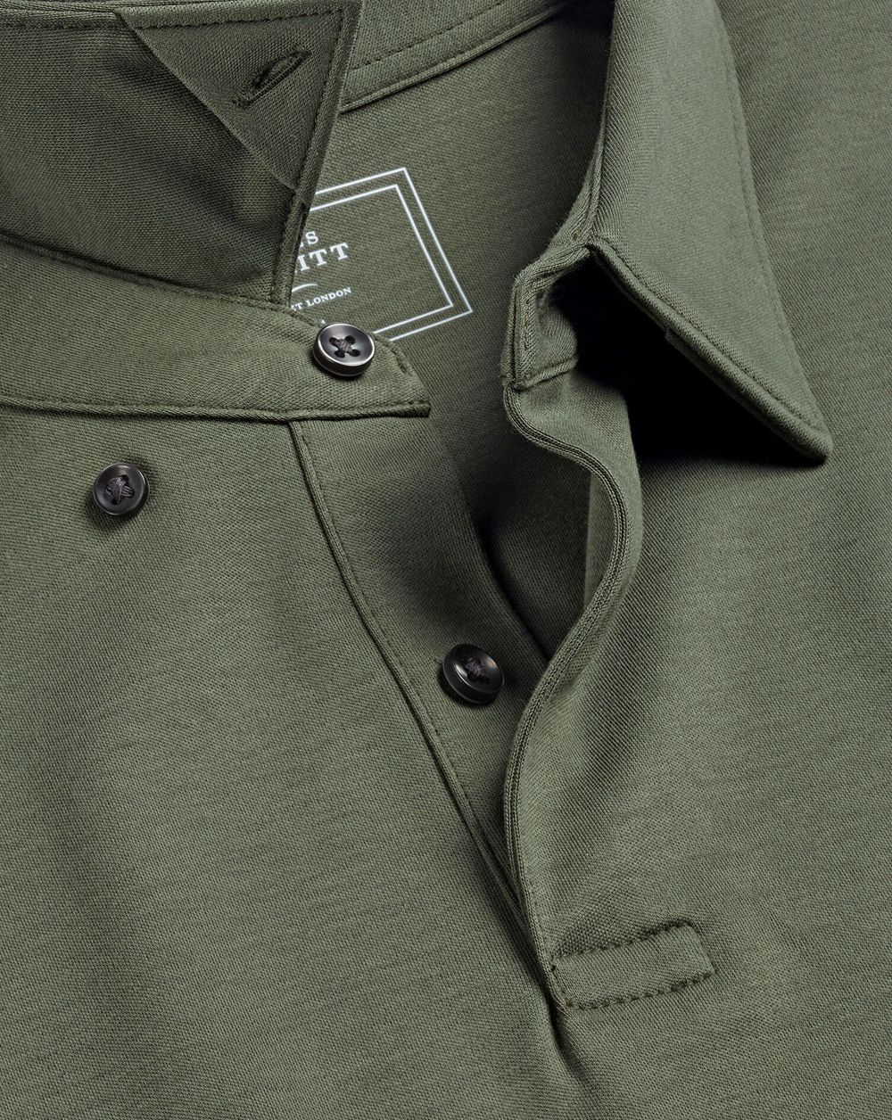 Olive Green Charles Tyrwhitt Smart Jersey Polo | AOUWGS-502