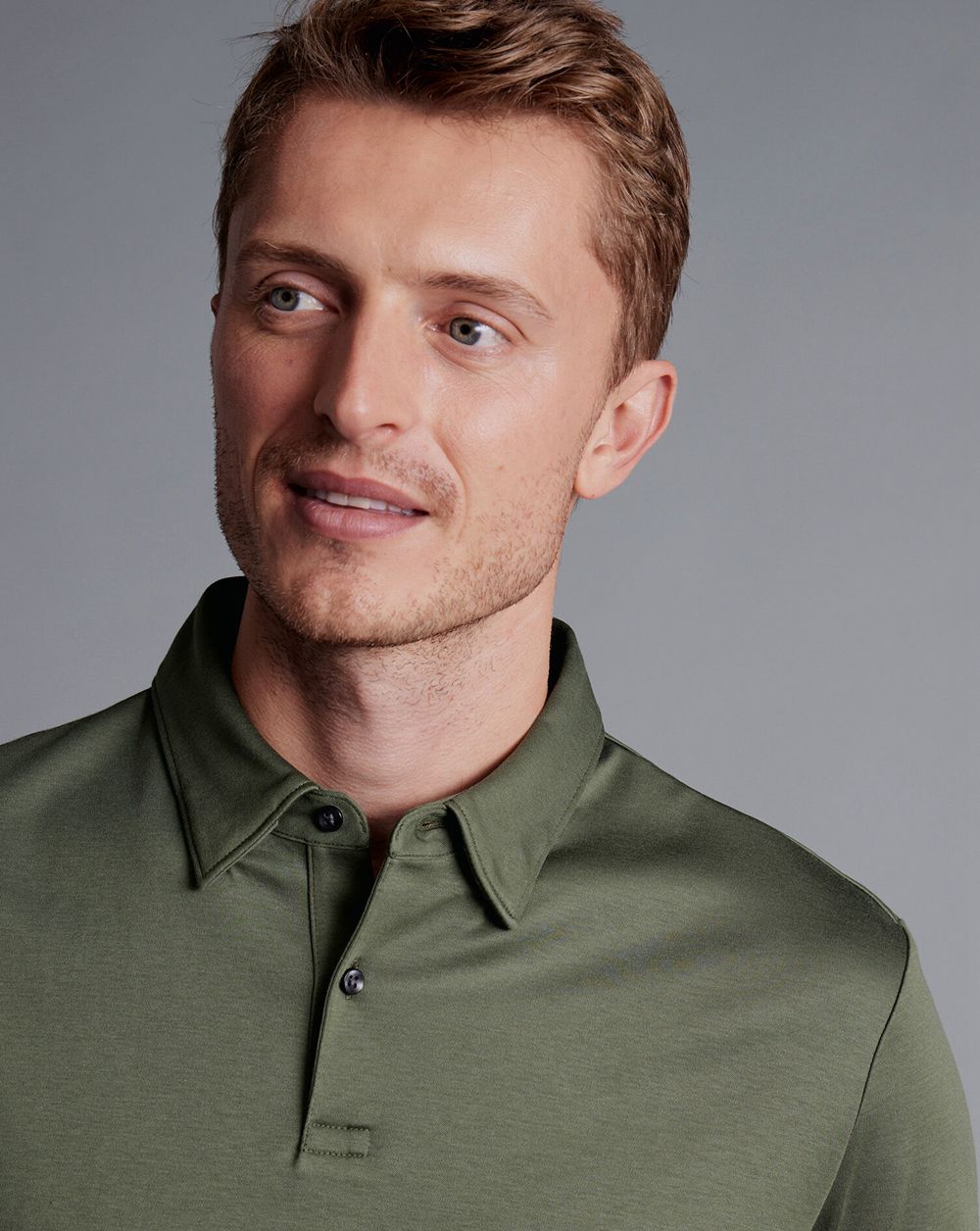 Olive Green Charles Tyrwhitt Smart Jersey Polo | AOUWGS-502