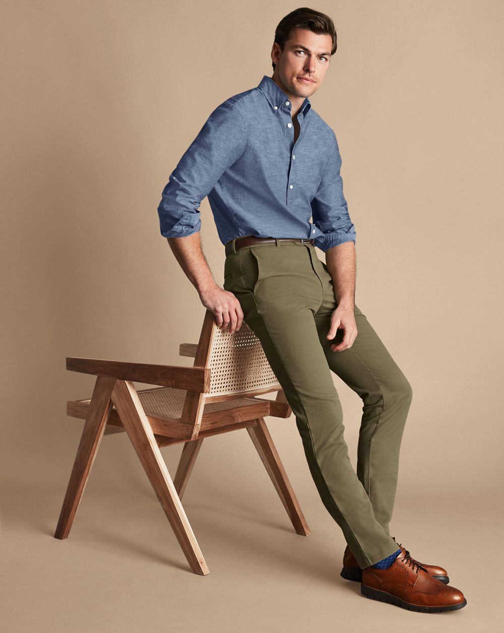 Olive Green Charles Tyrwhitt Ultimate Non-Iron Chinos | XQGZJO-962