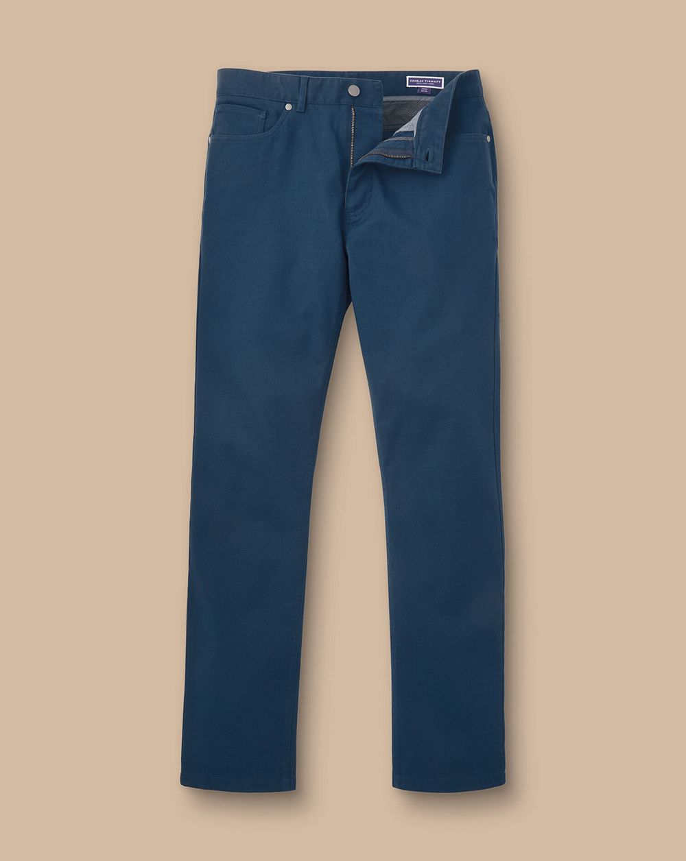 Petrol Blue Charles Tyrwhitt Twill 5 Pocket Jeans | MJOPNH-853