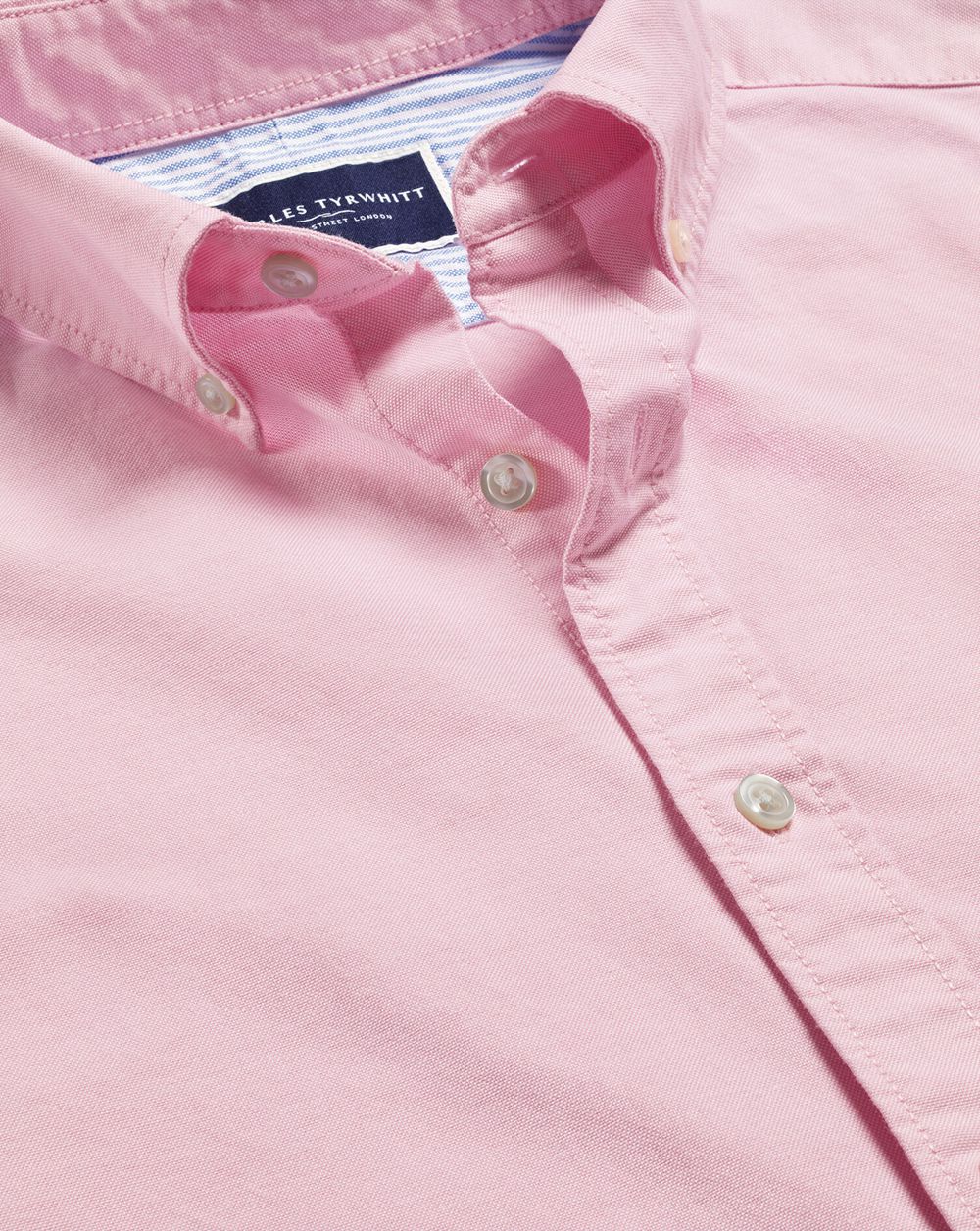 Pink Charles Tyrwhitt Button-Down Collar Washed Oxford Plain Shirt | NFHQTI-026